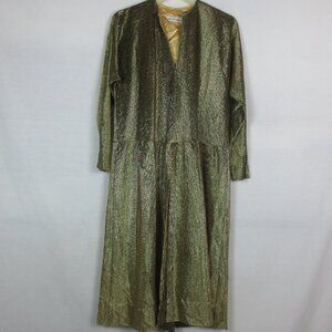 70s Halston IV Dorian Maxi Dress Warm Antique Metallic Gold Regal Flowy Size OS